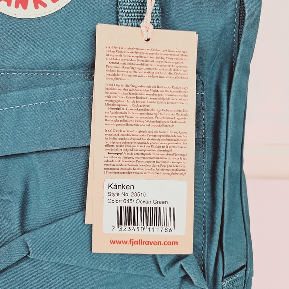 Fjallraven Kanken Backpack in Ocean Green - Excellent Condition - Picture 5 of 16